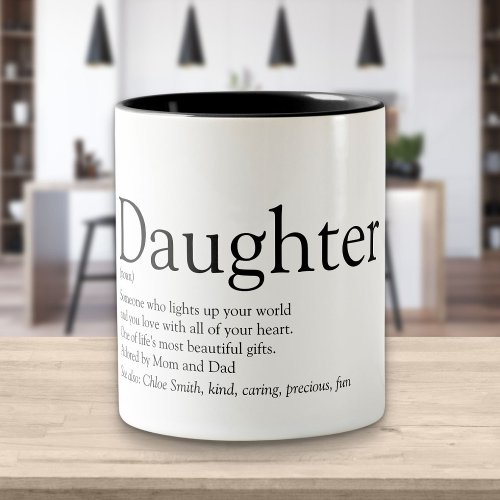 Worlds Best Ever Daughter Definition Modern Fun Two_Tone Coffee Mug