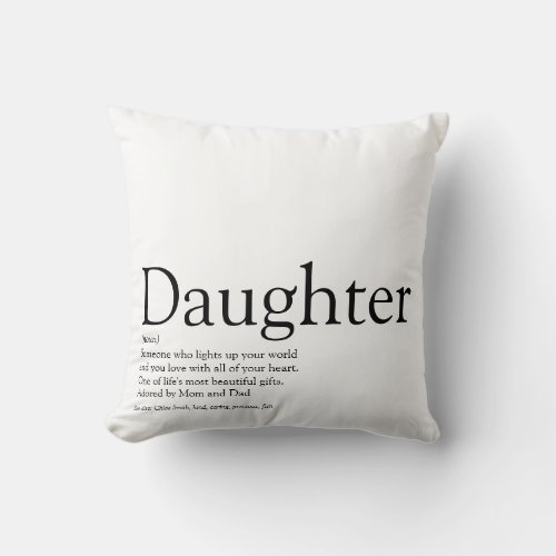 Worlds Best Ever Daughter Definition Simple Fun Throw Pillow