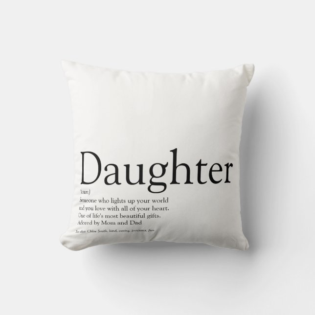 World's Best Ever Daughter Definition Simple Fun Throw Pillow (Front)