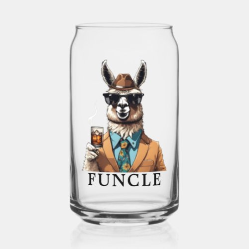 Worlds Best Ever Funcle Uncle Funny Llama Can Glass