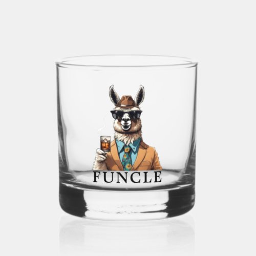 Worlds Best Ever Funcle Uncle Funny Llama Whiskey Glass
