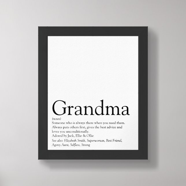 World's Best Ever Grandma Grandmother Definition Framed Art (Framed Front)
