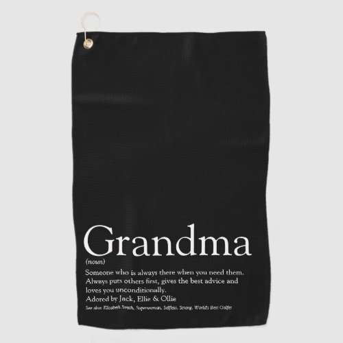 Worlds Best Ever Grandma Grandmother Definition Golf Towel