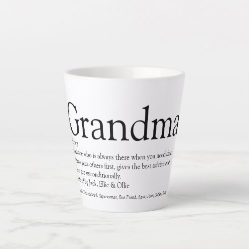 Worlds Best Ever Grandma Grandmother Definition Latte Mug