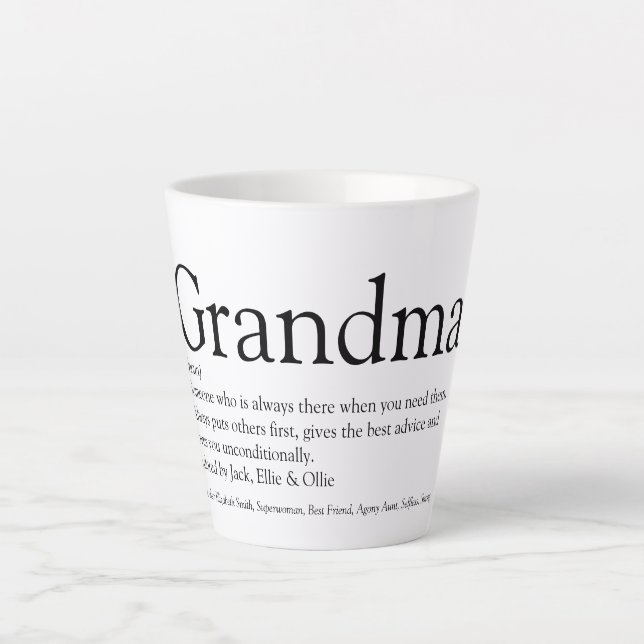 World's Best Ever Grandma, Grandmother Definition Latte Mug (Front)