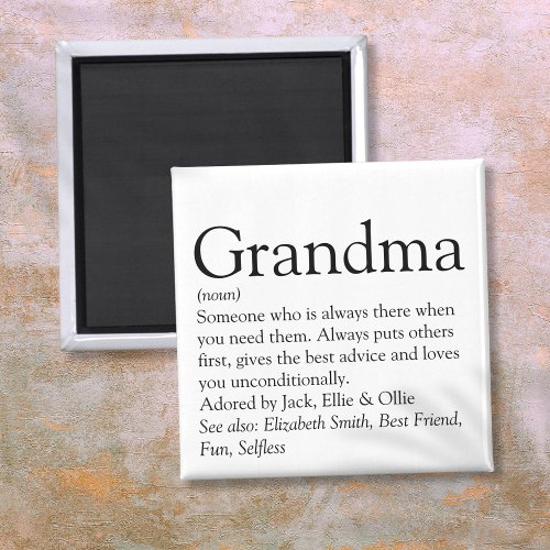 Worlds Best Ever Grandma Grandmother Definition Magnet