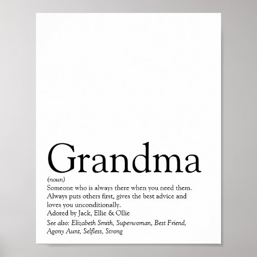 Worlds Best Ever Grandma Grandmother Definition Poster