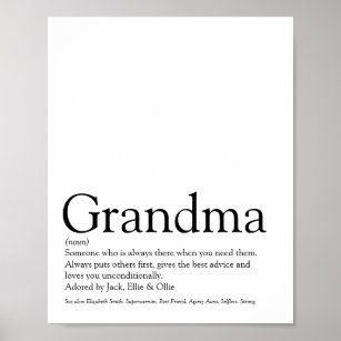 World's Best Ever Grandma, Grandmother Definition Poster