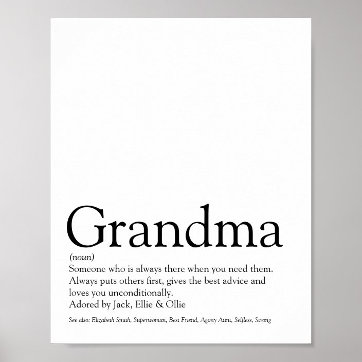 World's Best Ever Grandma, Grandmother Definition Poster