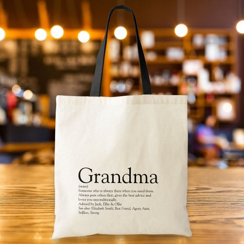 Worlds Best Ever Grandma Grandmother Definition Tote Bag