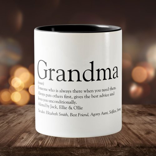 Worlds Best Ever Grandma Grandmother Definition Two_Tone Coffee Mug