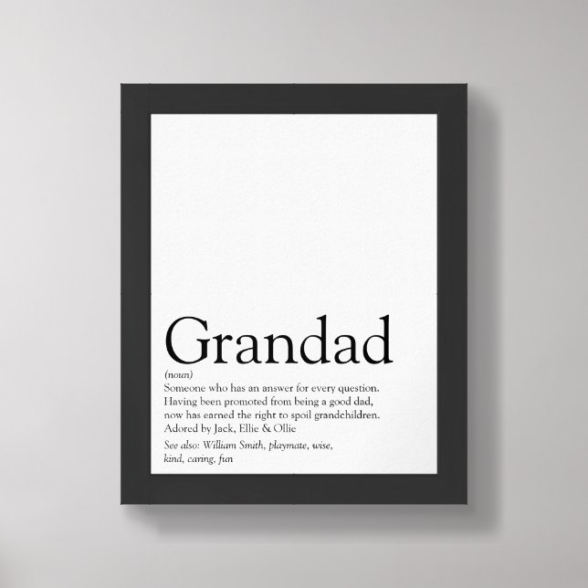 Worlds Best Ever Grandpa, Grandad, Papa Definition Framed Art (Framed Front)