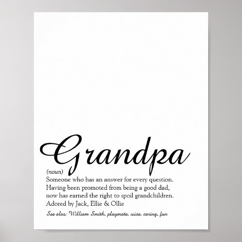 Worlds Best Ever Grandpa Grandad Papa Definition Poster