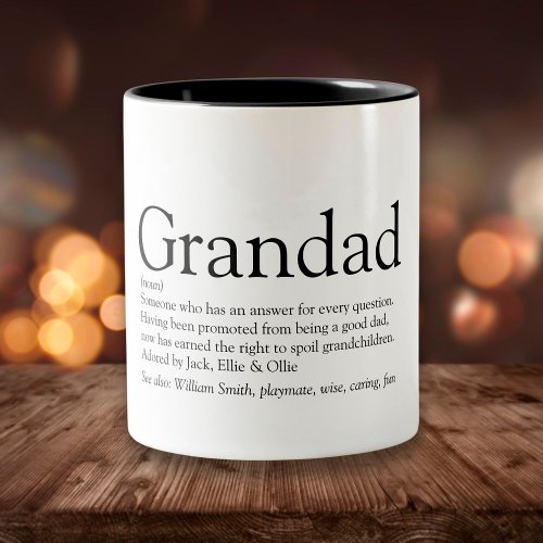 Worlds Best Ever Grandpa Grandad Papa Definition Two_Tone Coffee Mug