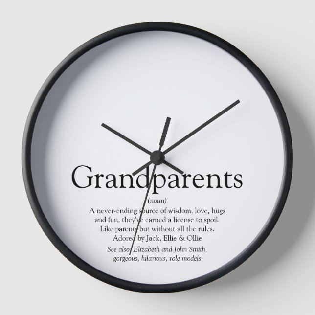 World's Best Ever Grandparents Definition Clock (Front)