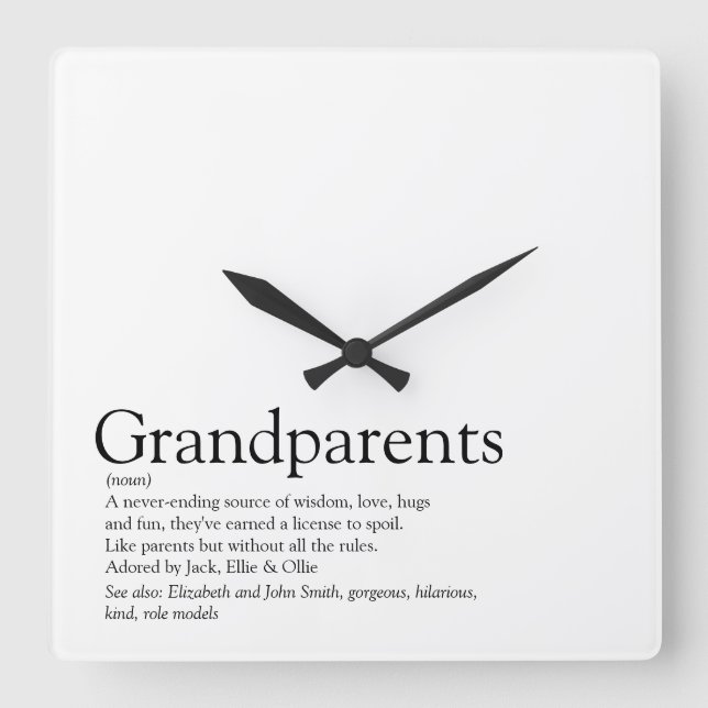 World's Best Ever Grandparents Definition Square Wall Clock (Front)