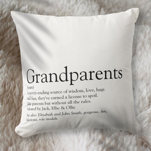 Worlds Best Ever Grandparents Definition Throw Pillow