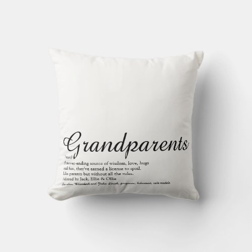 Worlds Best Ever Grandparents Definition Throw Pillow