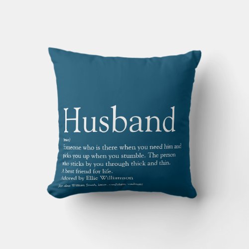 Worlds Best Ever Husband Definition Blue Fun Throw Pillow