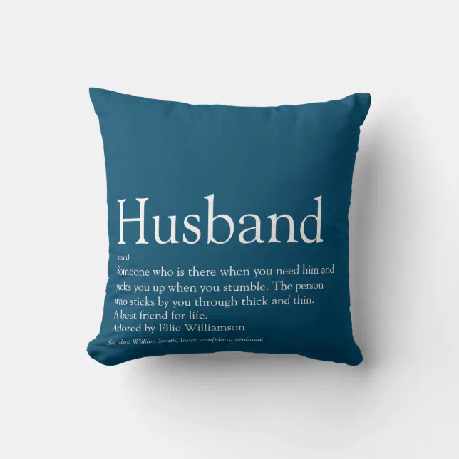 World's Best Ever Husband Definition Blue Fun Throw Pillow Zazzle