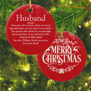 World's Best Ever Husband Definition Christmas Ceramic Ornament
