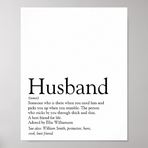 Worlds Best Ever Husband Definition Modern Fun Poster