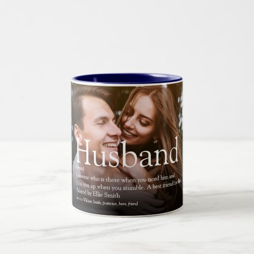 Worlds Best Ever Husband Definition Photo Two_Tone Coffee Mug