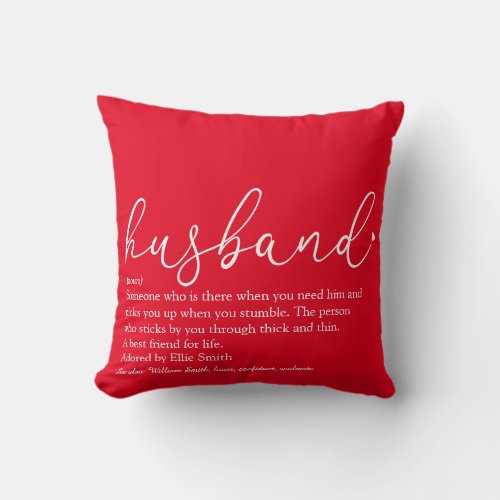 Worlds Best Ever Husband Definition Red Throw Pillow