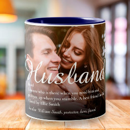 World&#39;s Best Ever Husband Definition Script Photo Two-Tone Coffee Mug