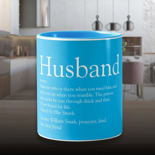 Worlds Best Ever Husband Definition Sky Blue Two_Tone Coffee Mug