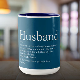 World&#39;s Best Ever Husband Definition Two-Tone Coffee Mug