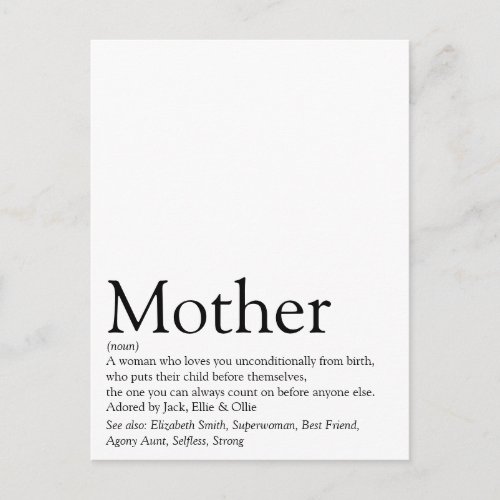 Worlds Best Ever Mom Mom Mother Definition Postcard