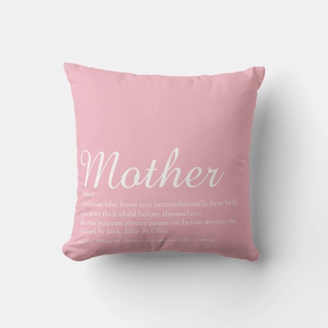 World's Best Ever Mom, Mum, Mother Definition Throw Pillow (Front)