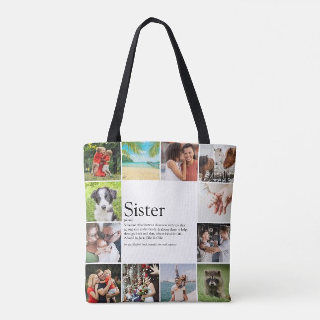 World's Best Ever Sister Definition 12 Photo Tote Bag (Back)