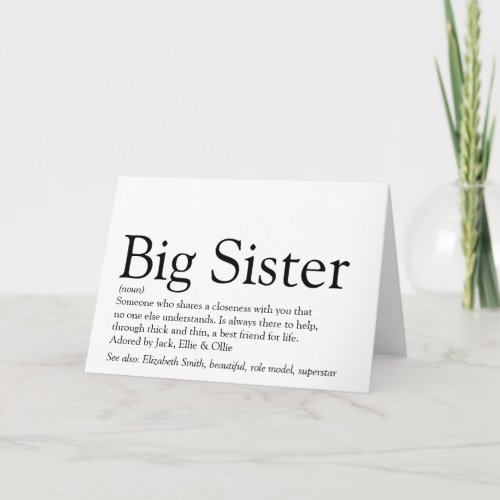 Worlds Best Ever Sister Definition Card