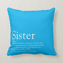 World&#39;s Best Ever Sister Definition Fun Sky Blue Throw Pillow