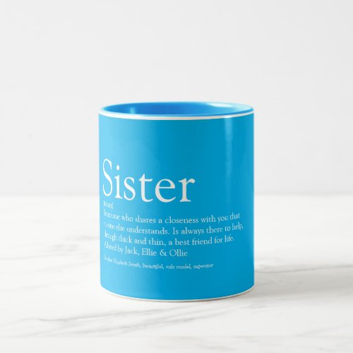 Worlds Best Ever Sister Definition Fun Sky Blue Two_Tone Coffee Mug