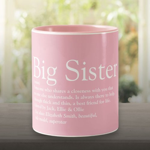 Worlds Best Ever Sister Definition Girly Pink Two_Tone Coffee Mug