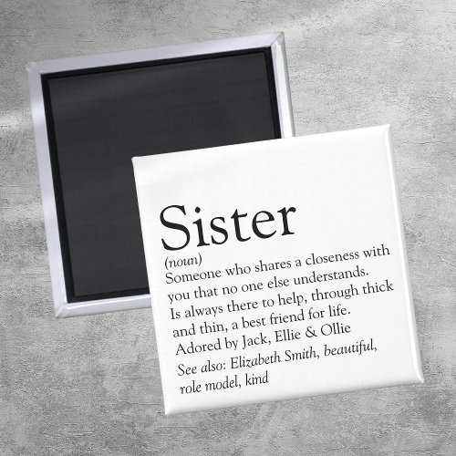 Worlds Best Ever Sister Definition Magnet