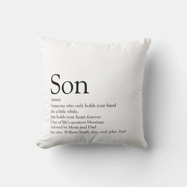 World's Best Ever Son Definition Simple Modern Throw Pillow (Front)
