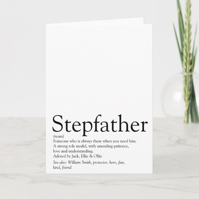 World's Best Ever Stepfather, Stepdad Definition Card (Front)