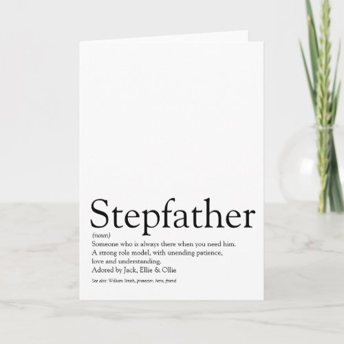 Worlds Best Ever Stepfather Stepdad Definition Card