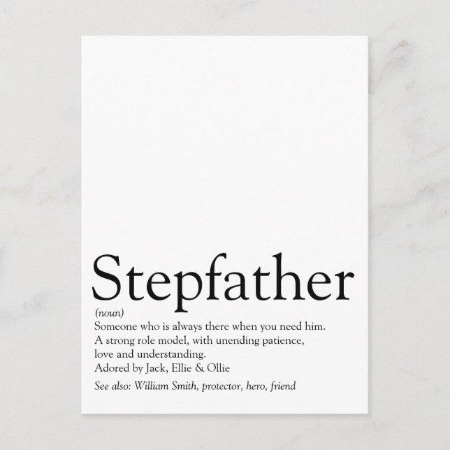 World's Best Ever Stepfather Stepdad Definition Postcard (Front)