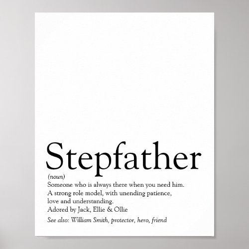 Worlds Best Ever Stepfather Stepdad Definition Poster
