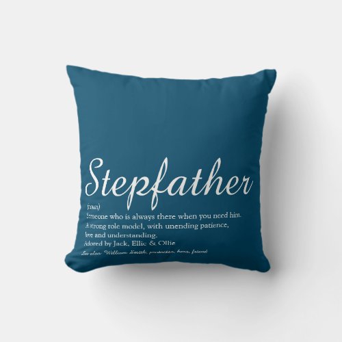 Worlds Best Ever Stepfather Stepdad Definition Throw Pillow