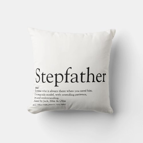 Worlds Best Ever Stepfather Stepdad Definition Throw Pillow