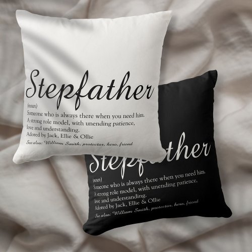 Worlds Best Ever Stepfather Stepdad Definition Throw Pillow