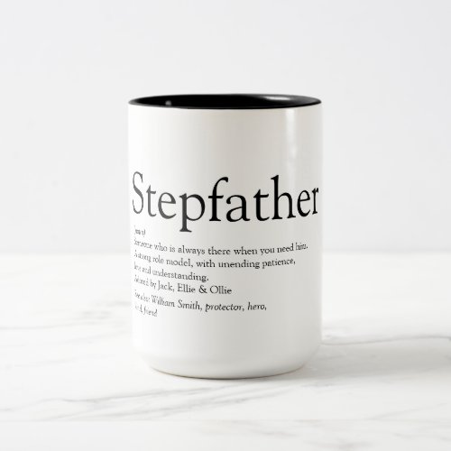 Worlds Best Ever Stepfather Stepdad Definition Two_Tone Coffee Mug