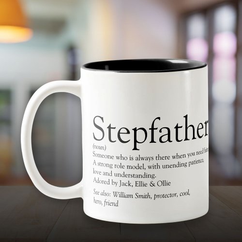 Worlds Best Ever Stepfather Stepdad Definition Two_Tone Coffee Mug