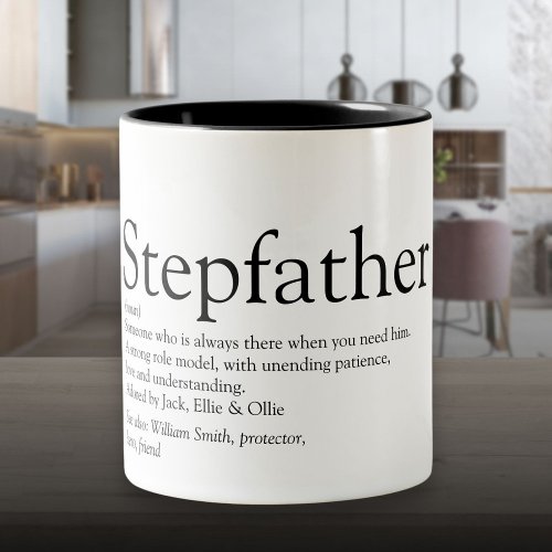 Worlds Best Ever Stepfather Stepdad Definition Two_Tone Coffee Mug